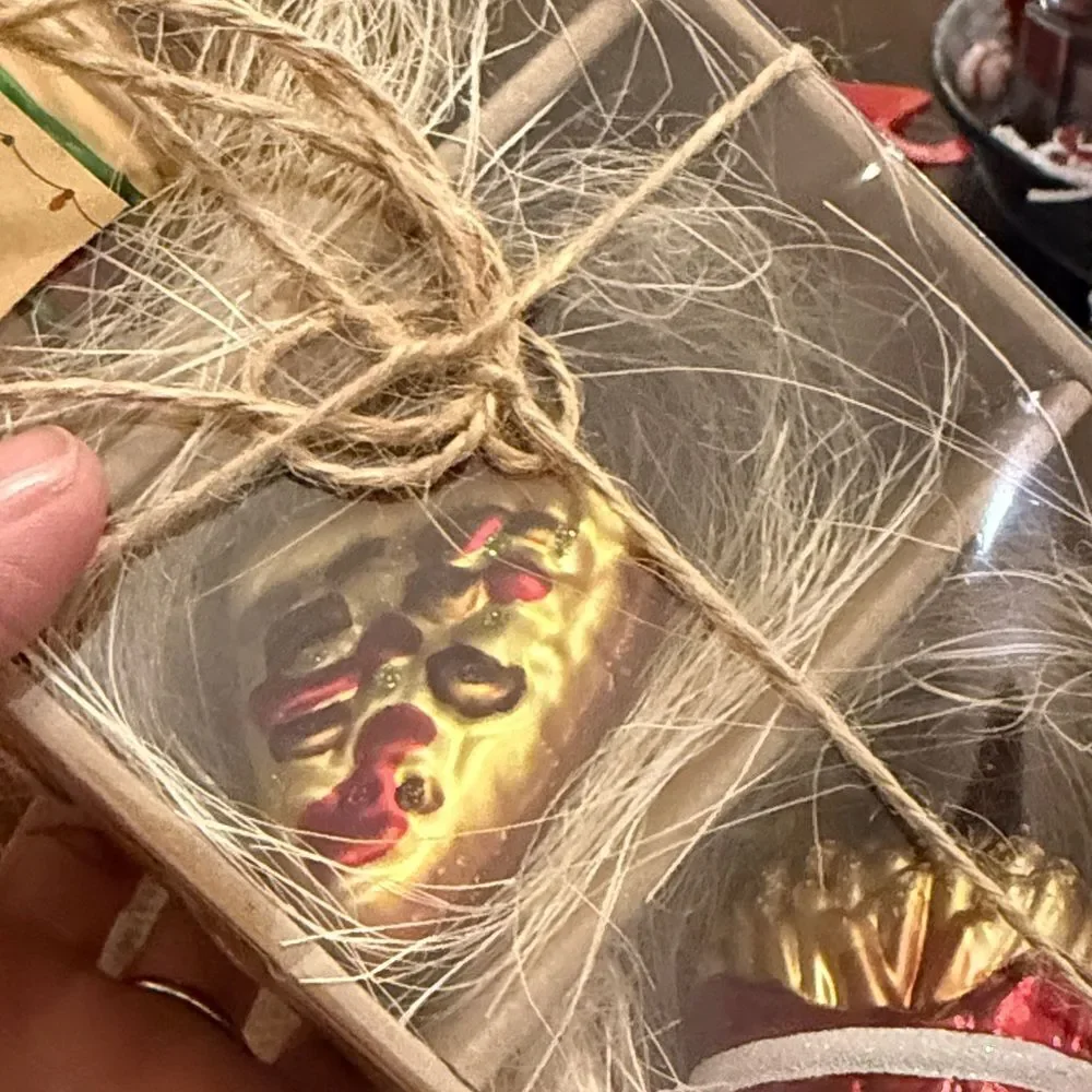 Festive Glass Ornament Set - Hamburger- Pizza-Fries